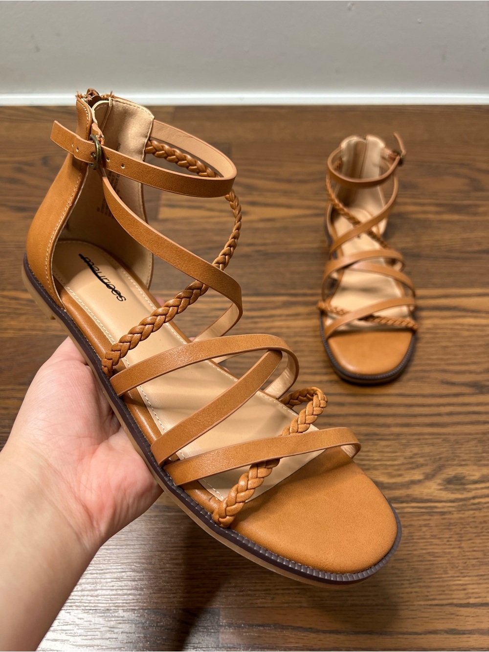 Maurices Callie Strappy Braided Gladiator sandals in Tan size Women’s 9